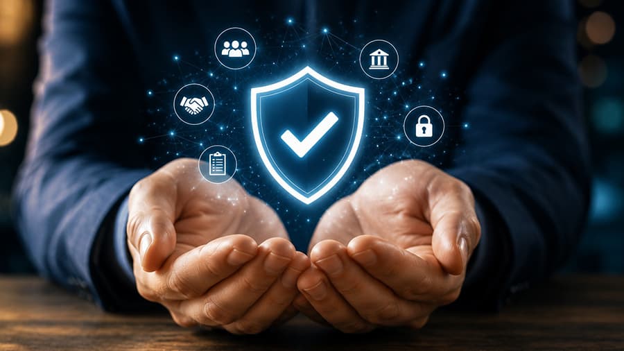 Symbolic representation of trust, security and transparency in the digital financial world.